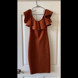 Burnt orange velvet dress
